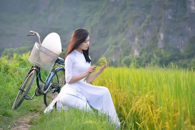 Gái xinh áo dài đang thưởng thức thiên nhiên Gái xinh áo dài đang thưởng thức thiên nhiên