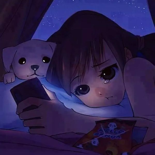 Cô gái anime dưới trời đêm, ánh mắt ẩn chứa nỗi buồn. Cô gái anime dưới trời đêm, ánh mắt ẩn chứa nỗi buồn.