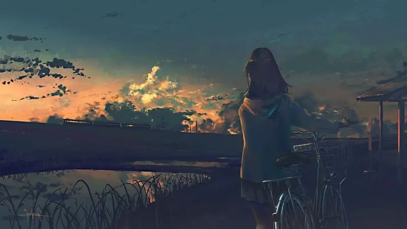 Anime cô đơn bên bờ hồ, cảm giác tĩnh lặng và xa xăm. Anime cô đơn bên bờ hồ, cảm giác tĩnh lặng và xa xăm.