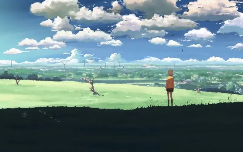 Chàng trai anime đứng yên bên hồ nước, cảm giác cô độc. Chàng trai anime đứng yên bên hồ nước, cảm giác cô độc.