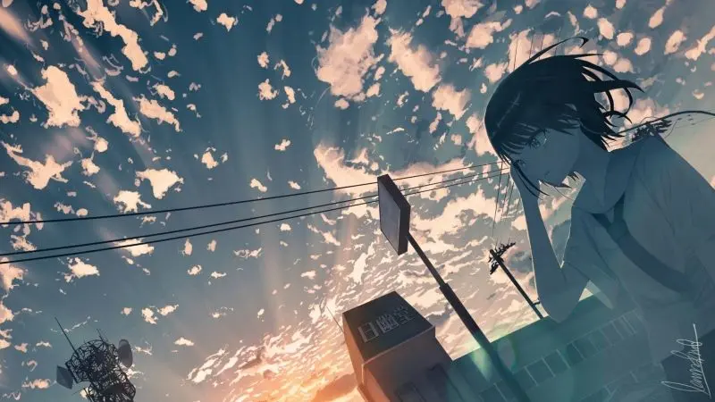 Hình ảnh chàng trai anime đứng bên đường vắng, cảm xúc dâng trào. Hình ảnh chàng trai anime đứng bên đường vắng, cảm xúc dâng trào.