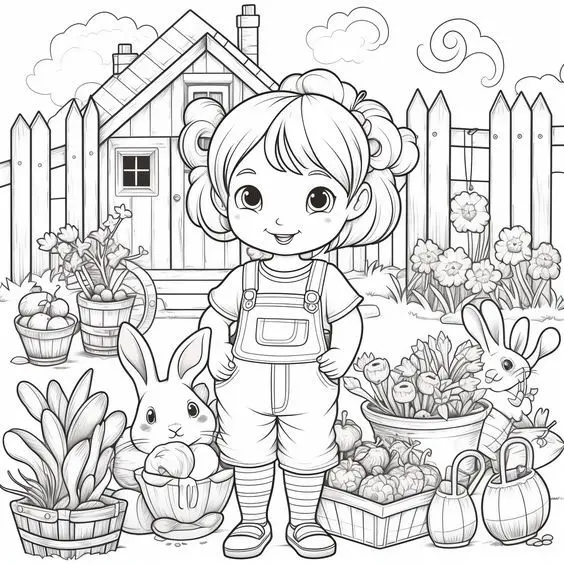 "Tranh tô màu anime bé gái dễ thương dành riêng cho các fan nhí yêu thích Nhật Bản."