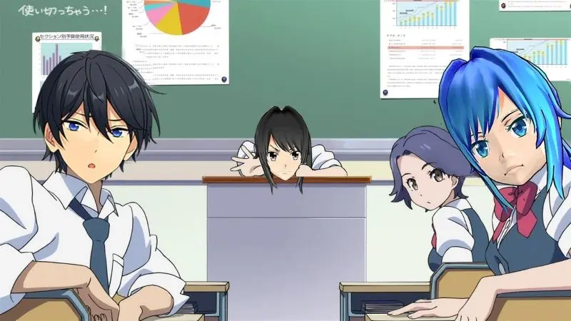 Khung cảnh lớp học anime tập thể học sinh sôi động. Khung cảnh lớp học anime tập thể học sinh sôi động.