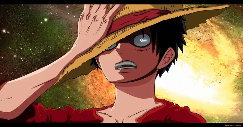 Luffy một mình suy tư về hành trình của mình qua ảnh anime.