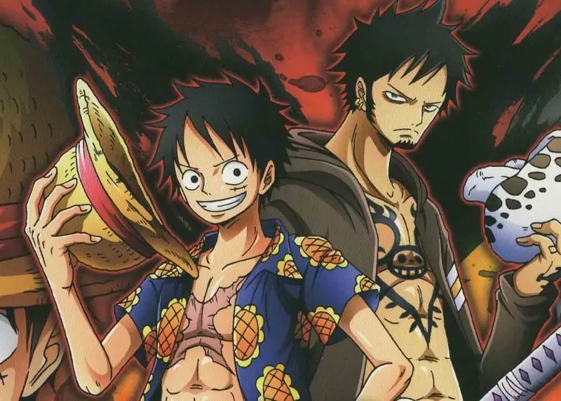 Sự đoàn kết giữa Luffy và bạn bè qua ảnh anime.