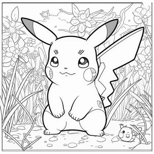 Pikachu trong tranh tô màu đơn giản, bé nào cũng thích!
