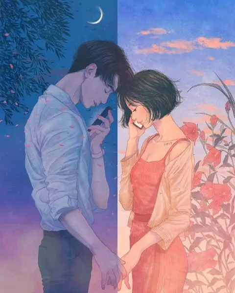 Tình yêu lãng mạn và đẹp như tranh vẽ của các nhân vật anime yêu nhau. Tình yêu lãng mạn và đẹp như tranh vẽ của các nhân vật anime yêu nhau.
