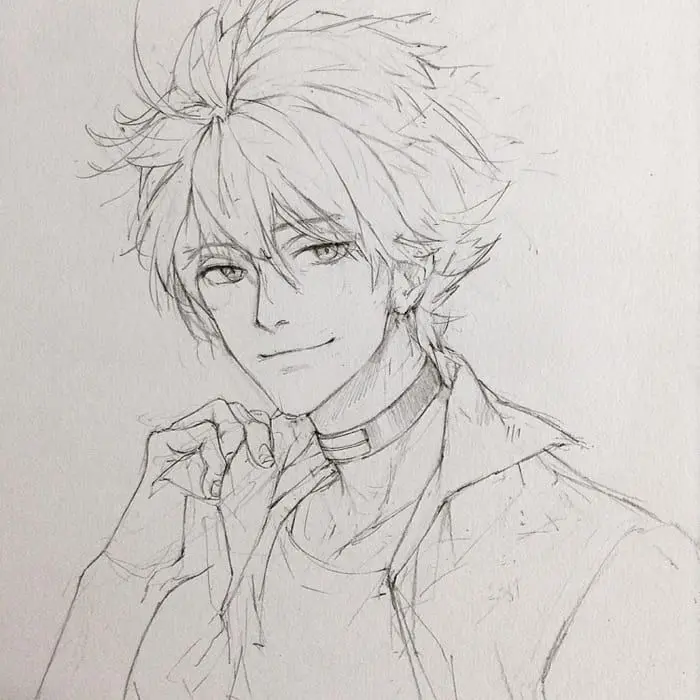 Tác phẩm anime nam vẽ bút chì thể hiện phong cách mạnh mẽ Tác phẩm anime nam vẽ bút chì thể hiện phong cách mạnh mẽ
