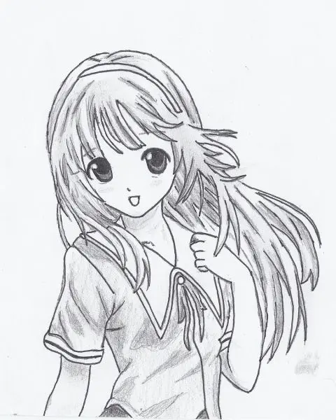 Anime nữ vẽ bằng bút chì nét mềm mại và duyên dáng Anime nữ vẽ bằng bút chì nét mềm mại và duyên dáng
