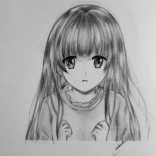 Hình anime nữ vẽ bút chì cảm xúc nhẹ nhàng từng chi tiết Hình anime nữ vẽ bút chì cảm xúc nhẹ nhàng từng chi tiết