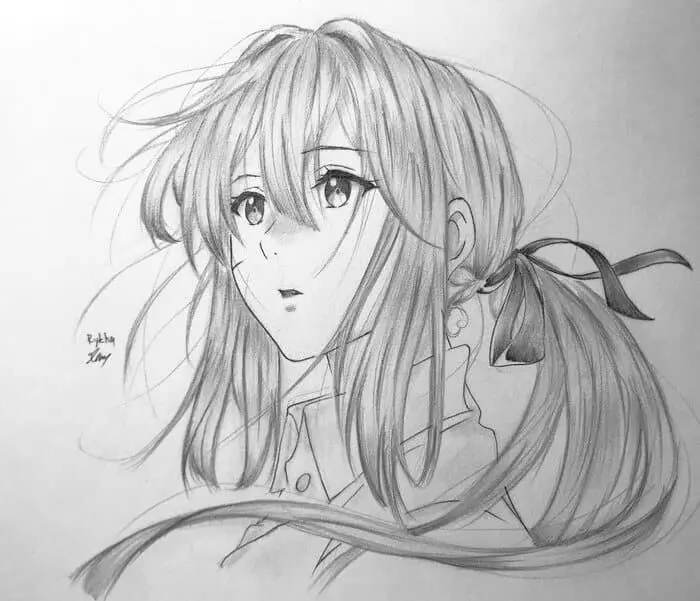 Anime nữ qua bút chì vẻ đẹp nữ tính được tôn lên Anime nữ qua bút chì vẻ đẹp nữ tính được tôn lên