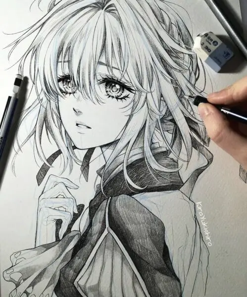Hình ảnh anime nữ vẽ bút chì đẹp thanh thoát và cuốn hút Hình ảnh anime nữ vẽ bút chì đẹp thanh thoát và cuốn hút