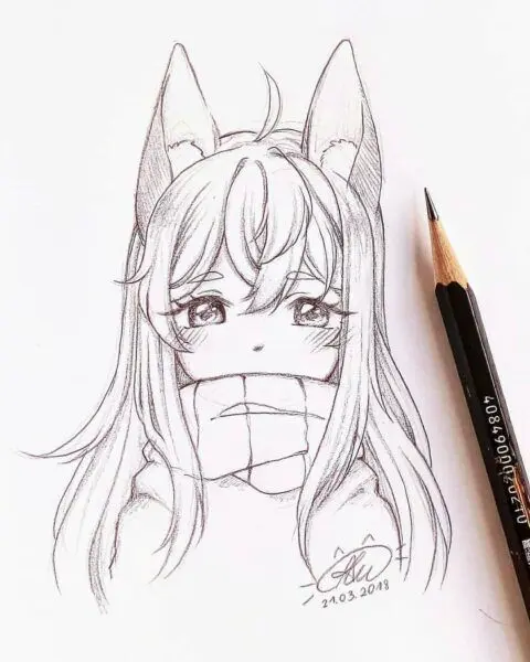 Anime nữ vẽ bút chì dịu dàng và tự nhiên trong từng nét vẽ Anime nữ vẽ bút chì dịu dàng và tự nhiên trong từng nét vẽ