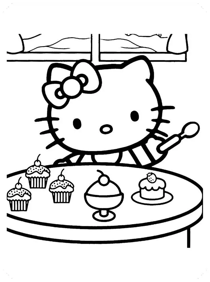 Bộ sưu tập tranh Hello Kitty dễ thương cho bé thỏa sức sáng tạo