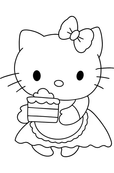 Tranh Hello Kitty dễ thương giúp bé học phối màu sáng tạo