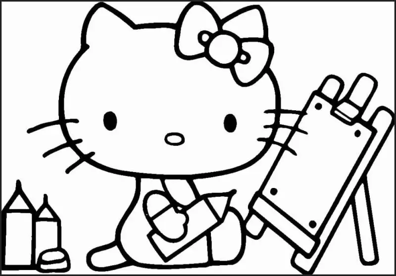 Tranh tô màu Hello Kitty dễ thương tạo cảm hứng học tập cho bé