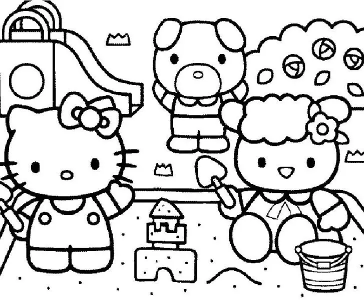 Tranh tô màu Hello Kitty dễ thương giúp bé thêm khéo léo
