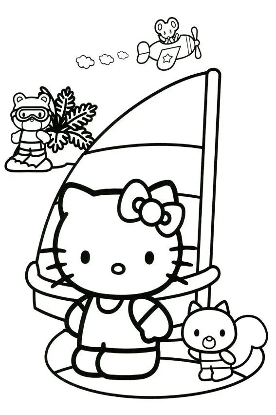 Tranh tô màu Hello Kitty dễ thương phù hợp với bé từ 3 tuổi