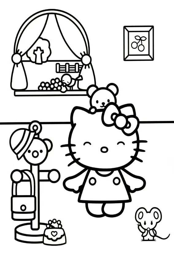 Mẫu tranh Hello Kitty dễ thương thu hút sự chú ý của bé yêu