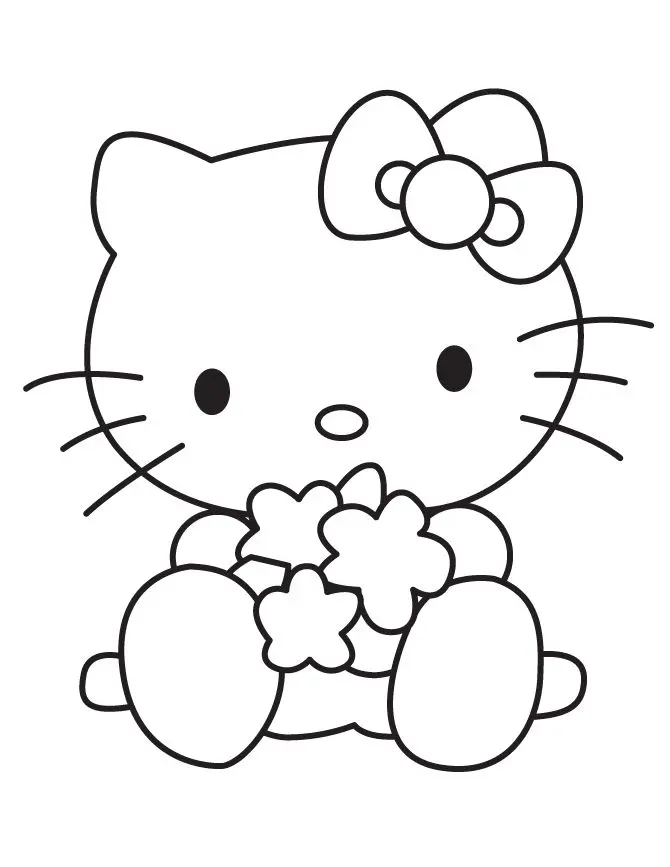 Mẫu tranh tô màu Hello Kitty dễ thương khiến bé thêm yêu thích
