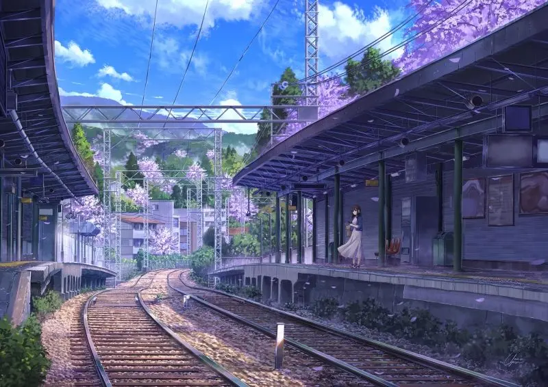 Khám phá bức tranh anime phong cảnh lãng mạn với sắc màu dịu êm. Khám phá bức tranh anime phong cảnh lãng mạn với sắc màu dịu êm.