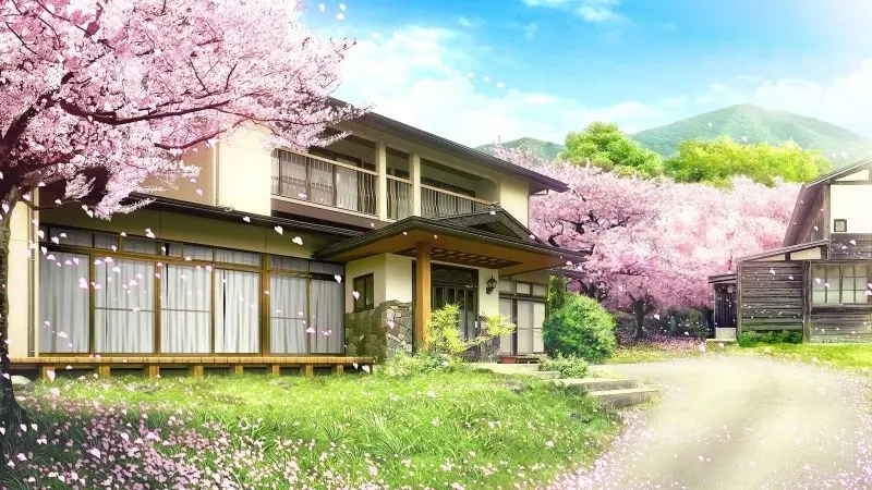 Khung cảnh anime lãng mạn giữa thiên nhiên và ánh chiều tà. Khung cảnh anime lãng mạn giữa thiên nhiên và ánh chiều tà.