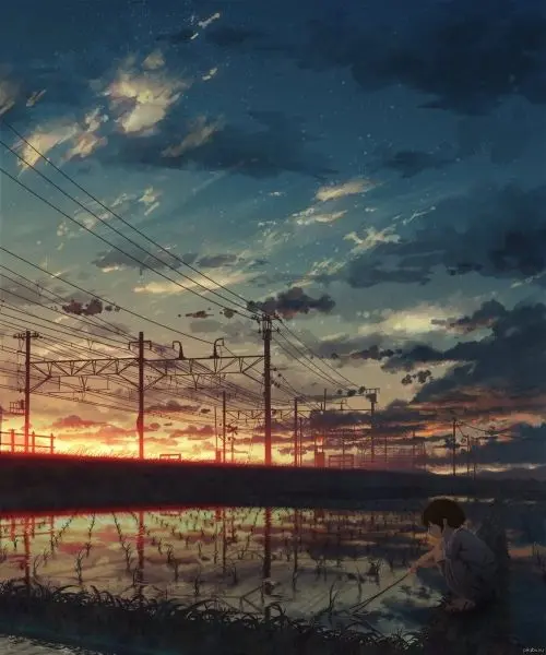 Bức tranh anime yên bình, nhẹ nhàng như một làn nước trong xanh. Bức tranh anime yên bình, nhẹ nhàng như một làn nước trong xanh.