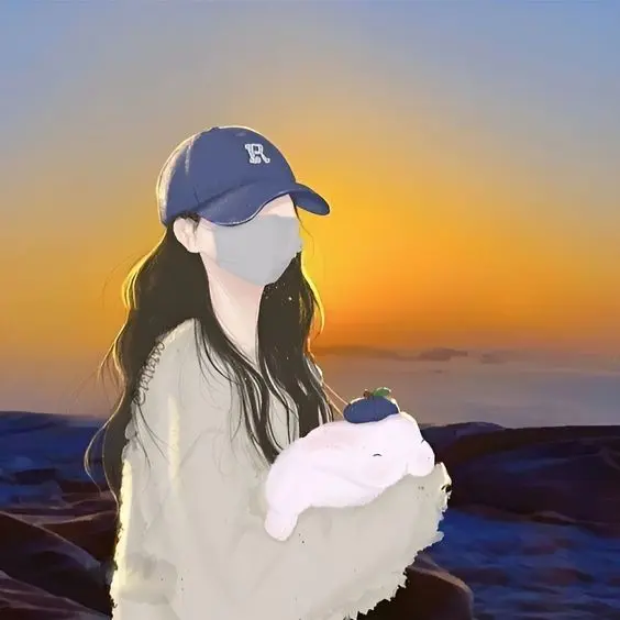 Cartoon girl cute avatar che mặt, biểu tượng của sự nhẹ nhàng và hài hước