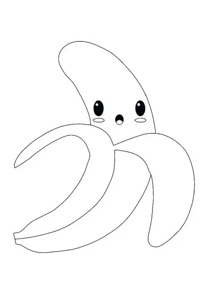 Tranh tô màu quả chuối siêu đáng yêu cute 3