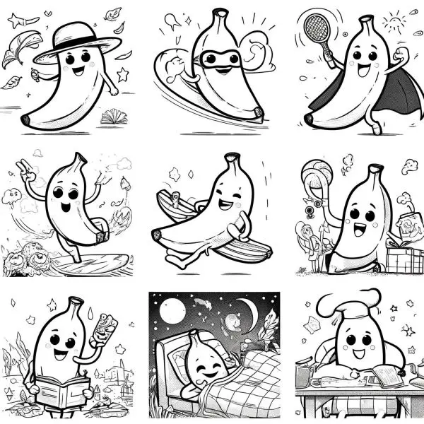 Tranh tô màu quả chuối siêu đáng yêu cute 31