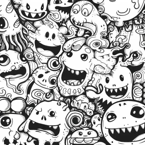 Tranh tô màu doodle sống động, kích thích trí tưởng tượng của trẻ. Tranh tô màu doodle sống động, kích thích trí tưởng tượng của trẻ.