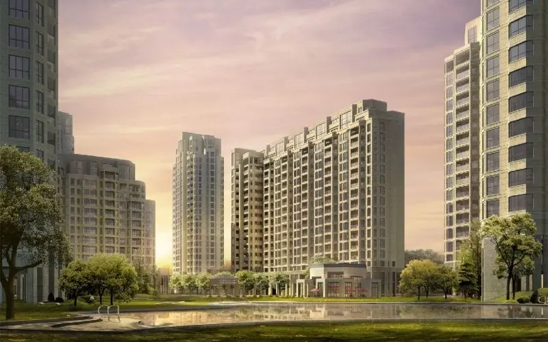 Phong cảnh đô thị hiện đại, không gian của những tòa nhà và ánh đèn lung linh.