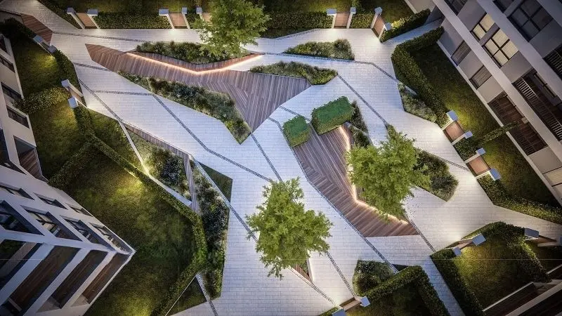 Phong cảnh đô thị hiện đại, nơi con người và công nghệ hòa quyện.