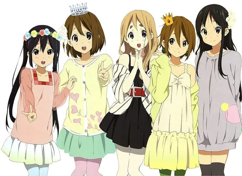 Chibi ảnh anime nhóm 5 người nữ tạo dáng dễ thương