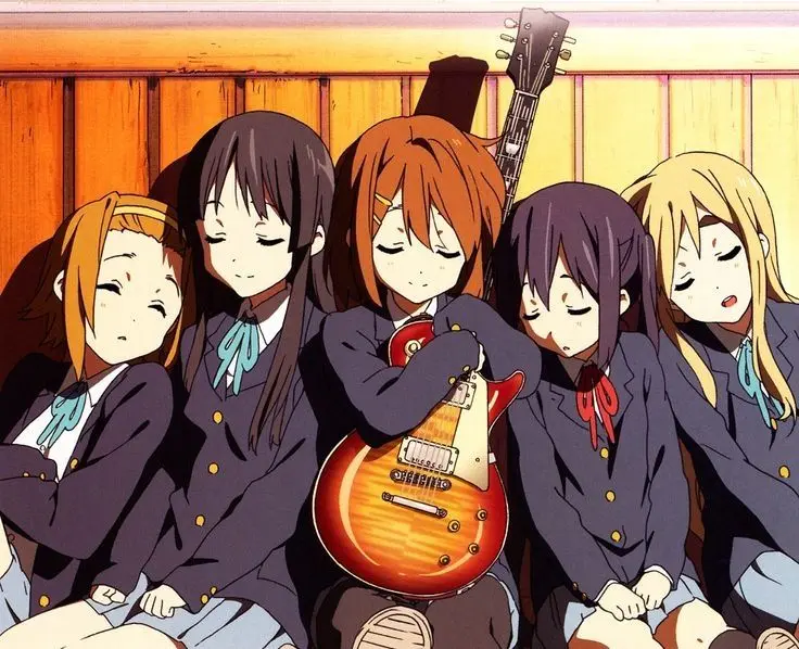 Chibi ảnh anime nhóm 5 người nữ tạo dáng hài hước