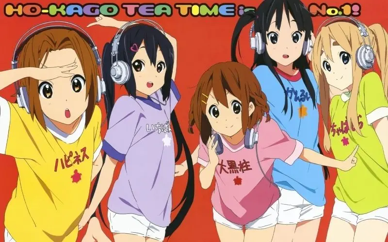 Chibi ảnh anime nhóm 5 người nữ trong trang phục thể thao