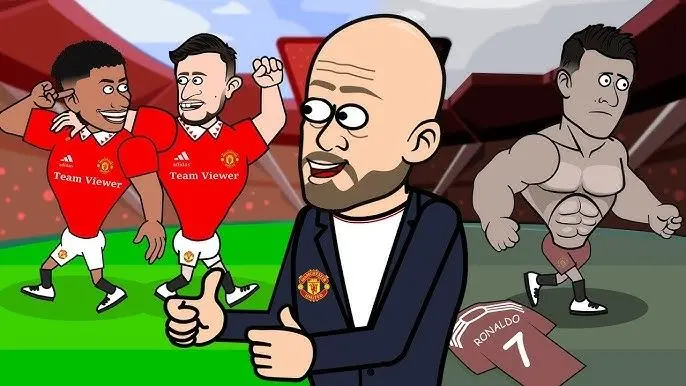 Ảnh chibi Manchester United trong khung cảnh sân vận động