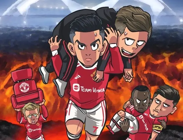 Ảnh chibi Manchester United cầu thủ cầm cúp vô địch