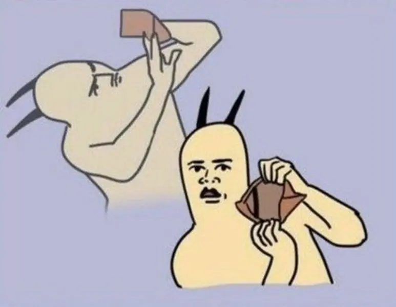 Meme hết tiền và ánh mắt tiếc nuối