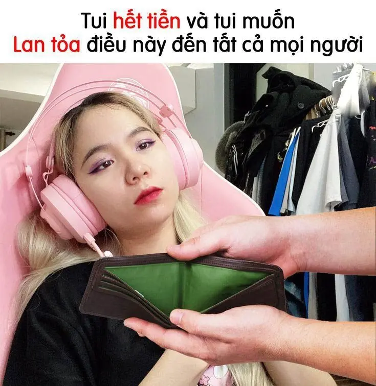 Meme hết tiền với biểu cảm hài hước