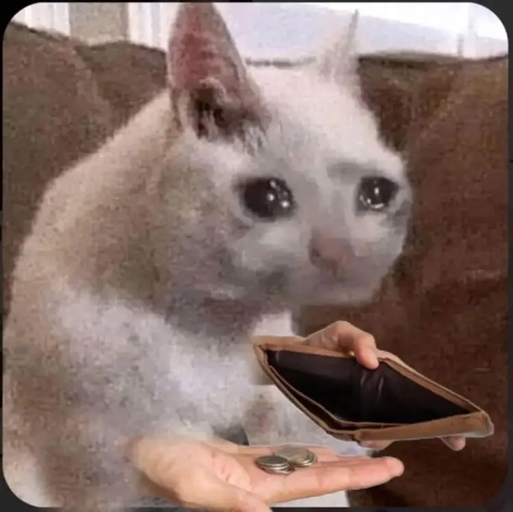 Meme hết tiền và biểu cảm dở khóc dở cười