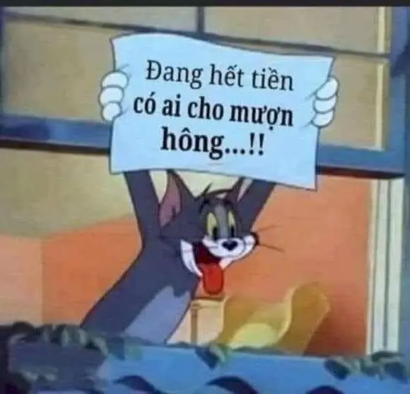 Meme hết tiền với biểu cảm khổ sở