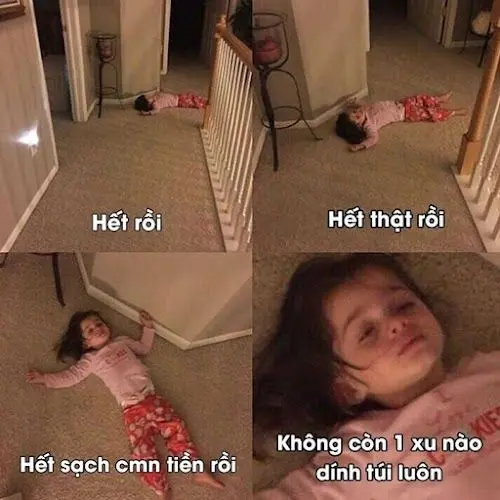 Meme hết tiền và nét mặt buồn cười
