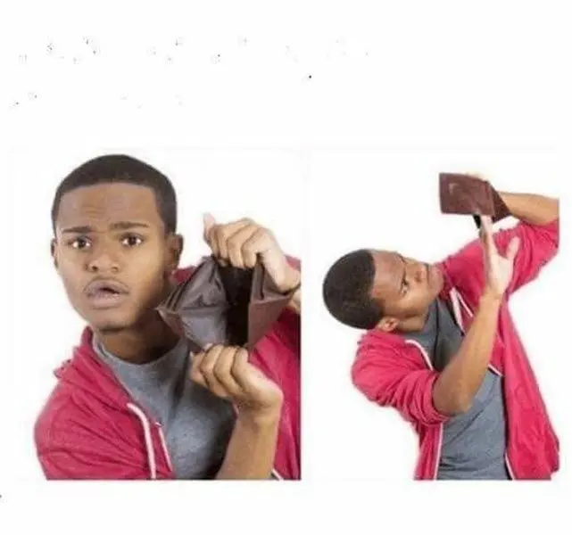 Meme hết tiền với biểu cảm buồn cười