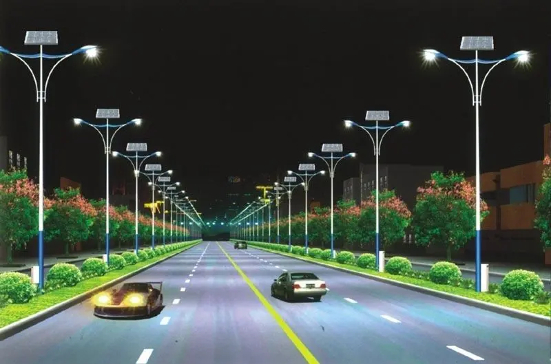 Phong cảnh đường phố sáng đèn lung linh giữa lòng thành phố về đêm.