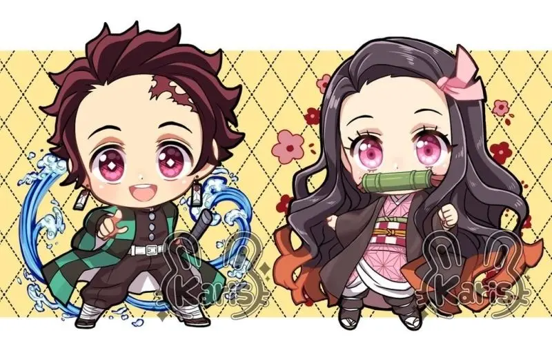 Ảnh Kimetsu Yaiba chibi của Shinobu Kocho cầm quạt Ảnh Kimetsu Yaiba chibi của Shinobu Kocho cầm quạt
