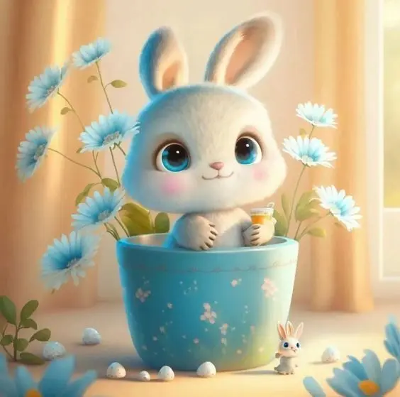 Avatar thỏ hoạt hình cute bên cạnh một giỏ trái cây, tràn đầy sắc màu. Avatar thỏ hoạt hình cute bên cạnh một giỏ trái cây, tràn đầy sắc màu.