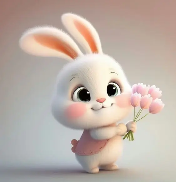 Avatar thỏ hoạt hình cute trong tư thế cầm bông hoa, nhẹ nhàng và đáng yêu. Avatar thỏ hoạt hình cute trong tư thế cầm bông hoa, nhẹ nhàng và đáng yêu.