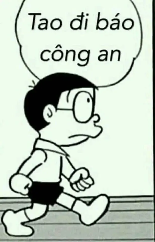 Meme nobita đi báo công an hài hước và độc đáo