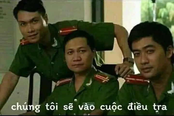 Meme công an với ánh mắt sắc bén